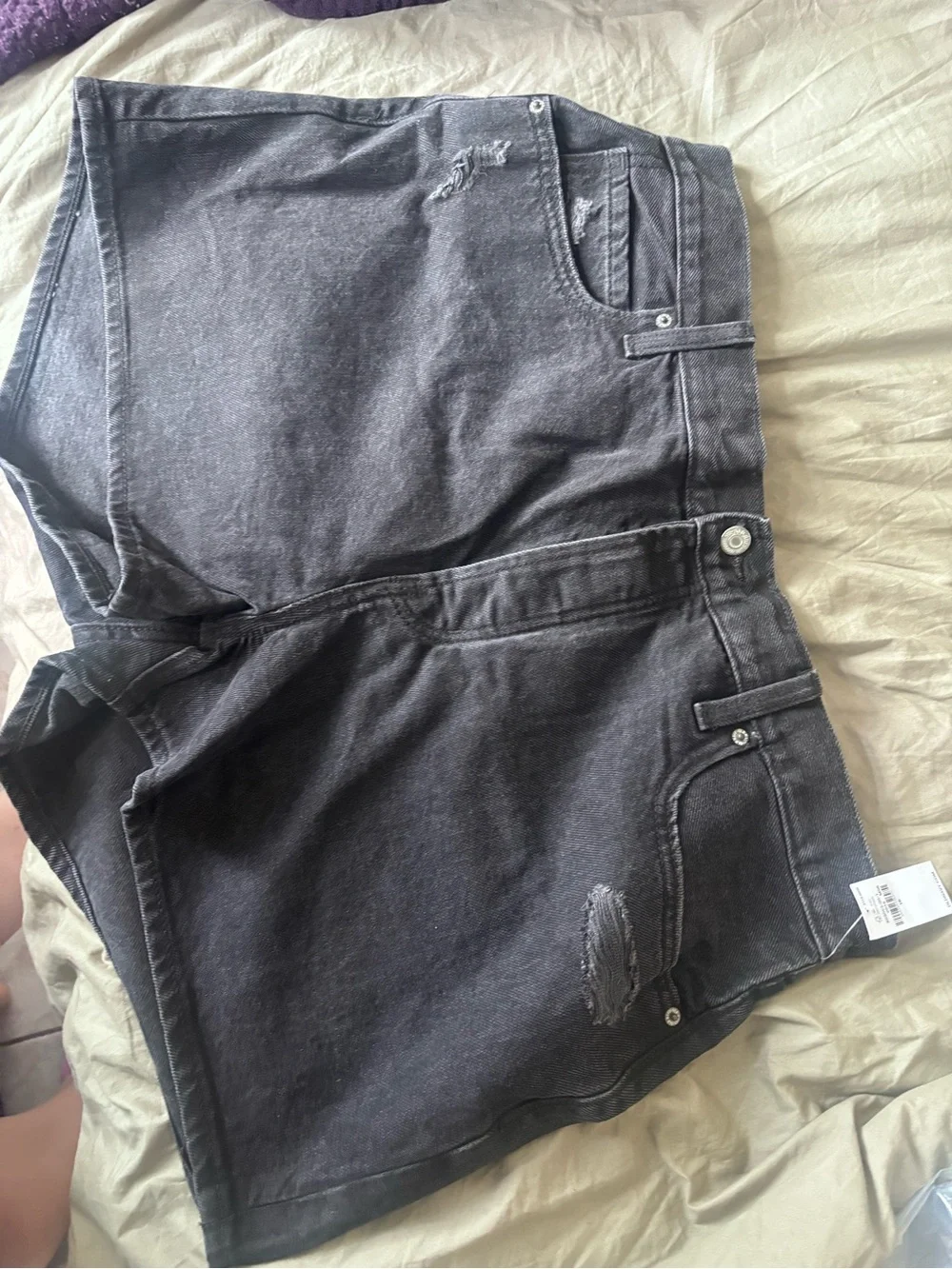 NWT Black Distressed Denim Shorts